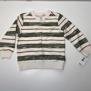 Carter’s Toddler Boy Striped Crewneck Sweatshirt - Size 2T - Olive & White NWT